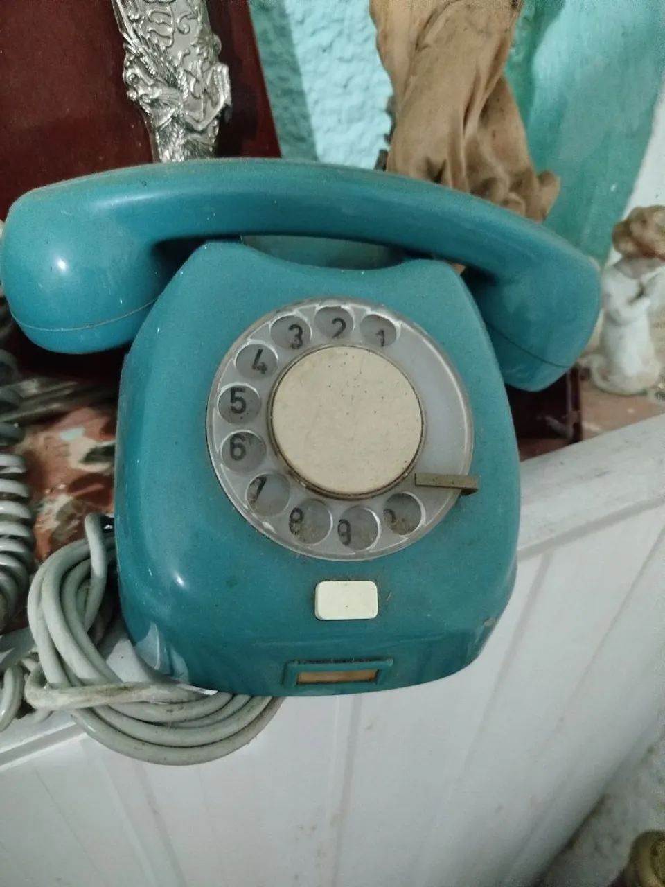 Telefone Retro Azul com Disco Rotativo - Vintage