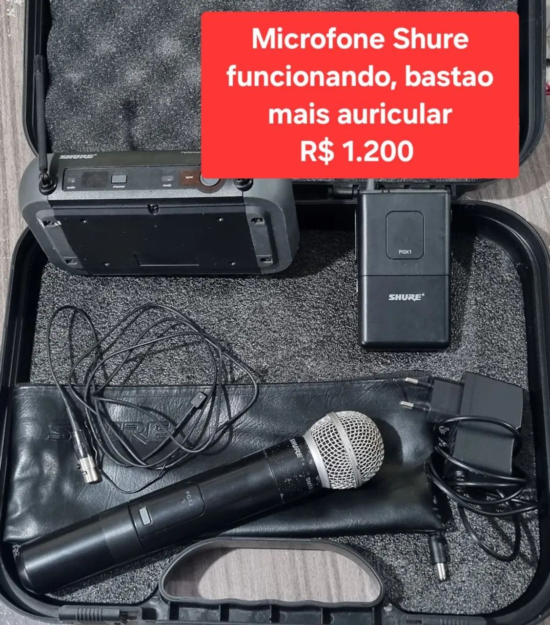 Microfone Sem Fio Shure PGX24/PGX1 - Funcionando Perfeitamente