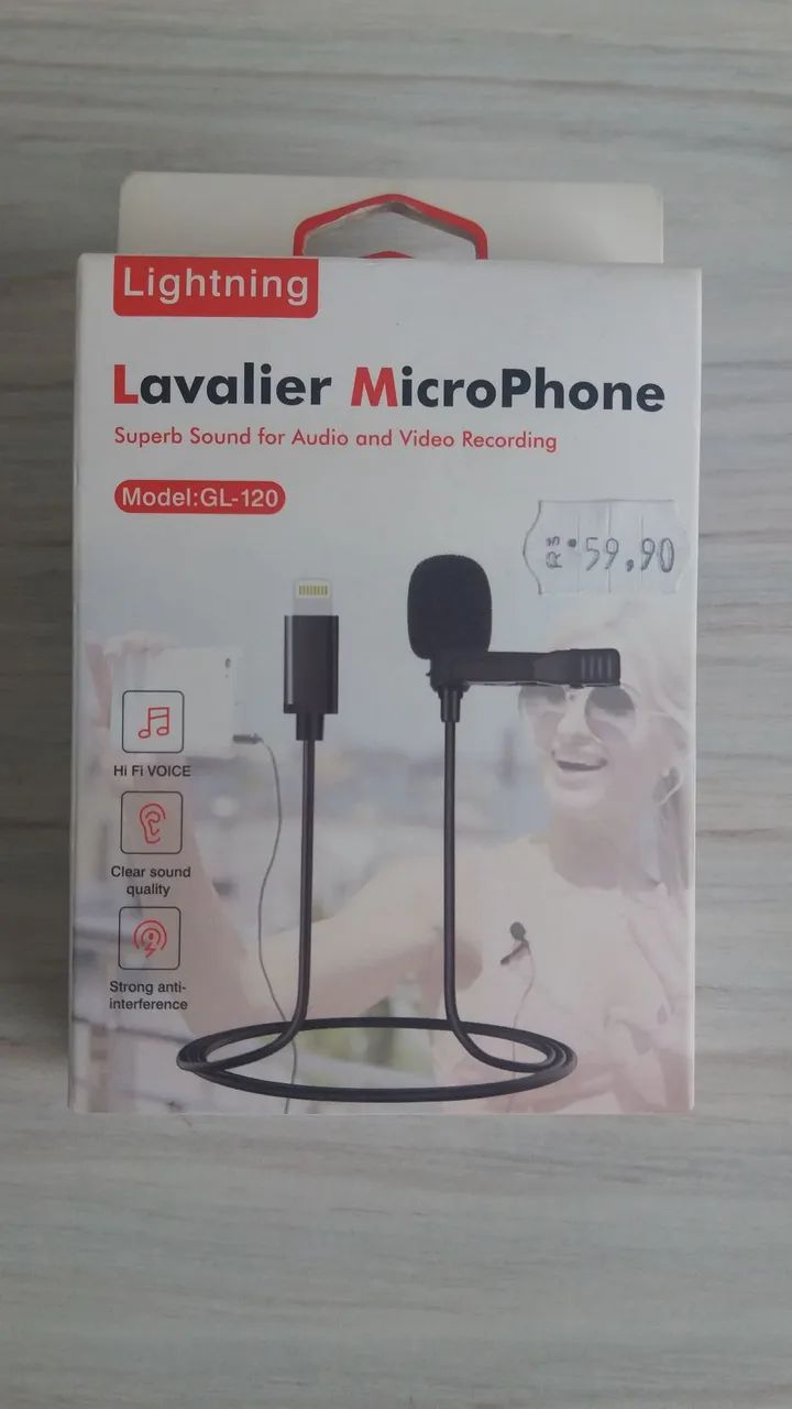 NOVO Microfone lapela Lavalier Iphone - Som de Alta Qualidade