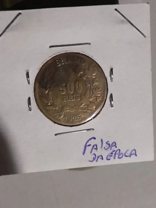 Moeda Brasileira Falsa de 500 Réis 1926.(falsa da época) já catalogada. 