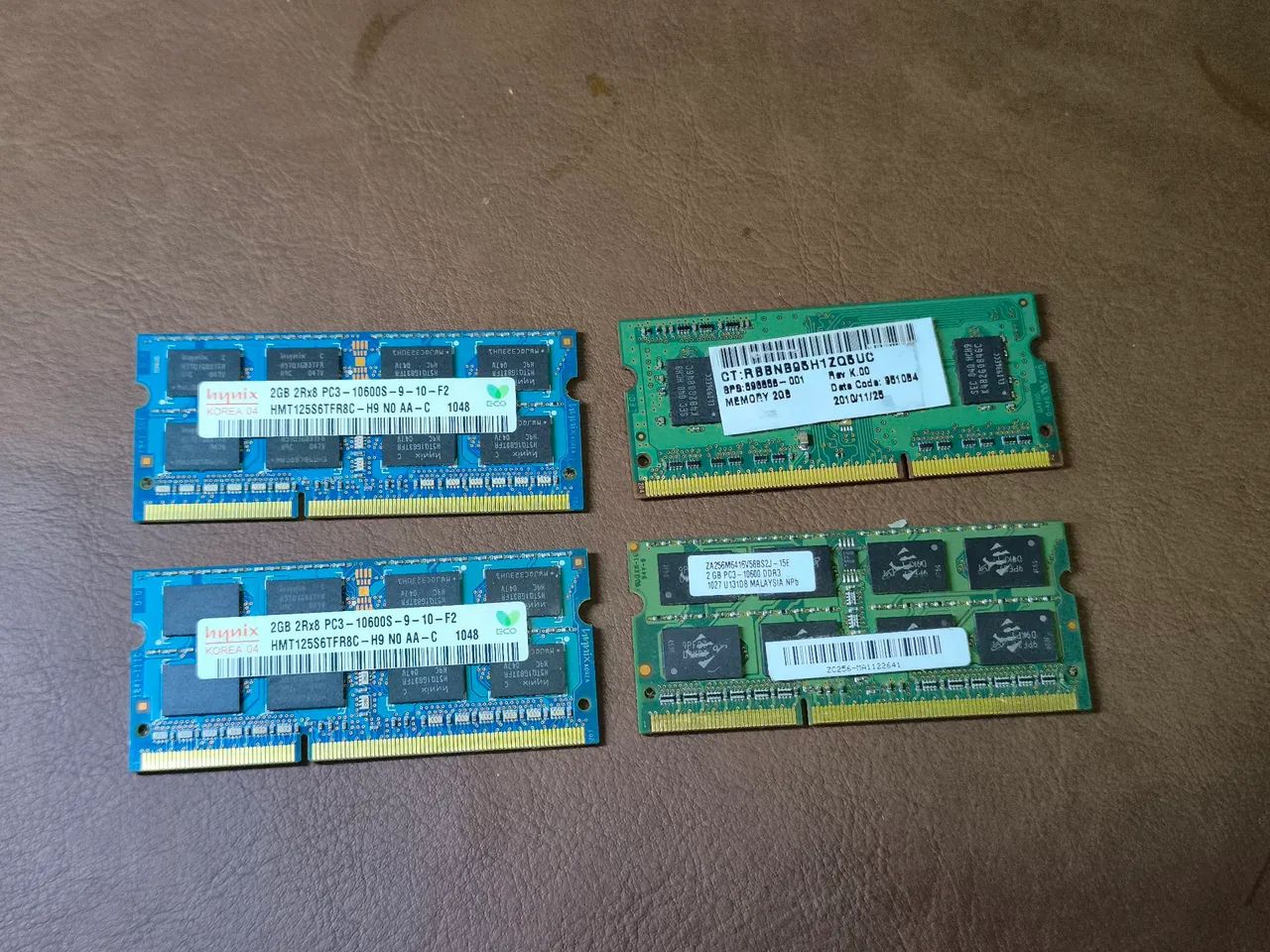 4 Memórias RAM 2GB DDR3 10600S