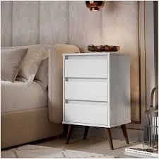 Mesa de Cabeceira Retro Wood Branco EJ Moveis - Entrega Rápida! 