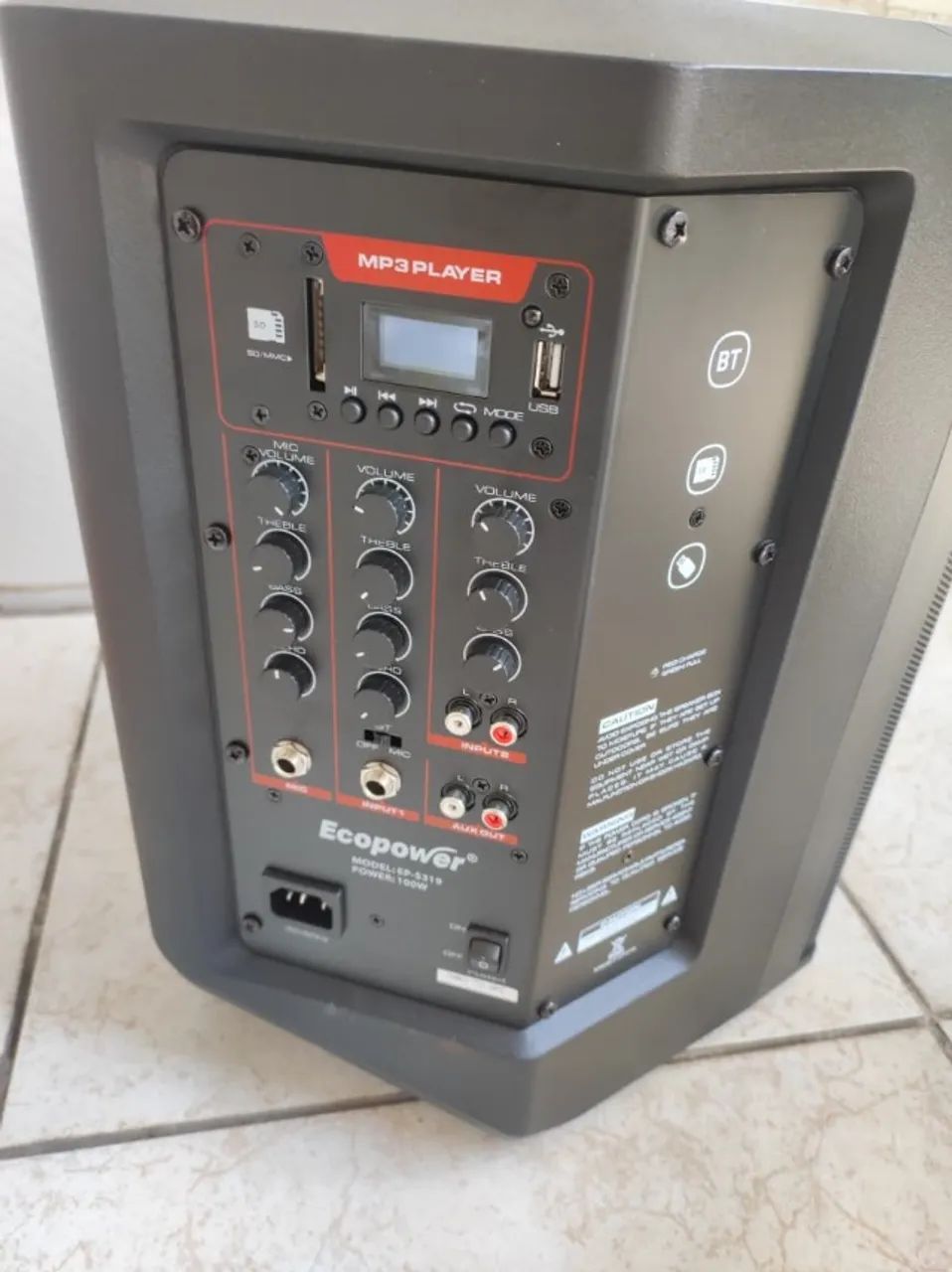 Caixa de Som com Bateria - Ecopower S319 com Microfones Sem Fio - Nova!