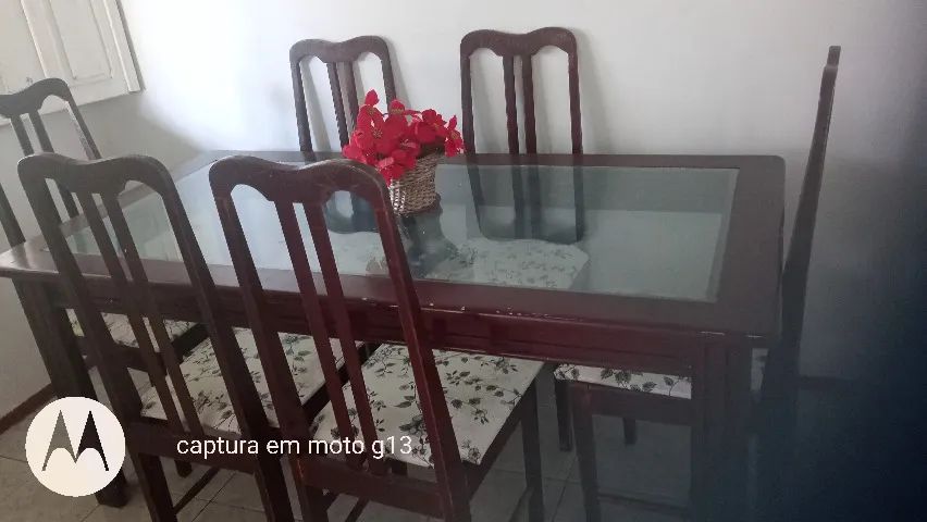 VD Mesa de madeira com tampo de vidro - Foto 2