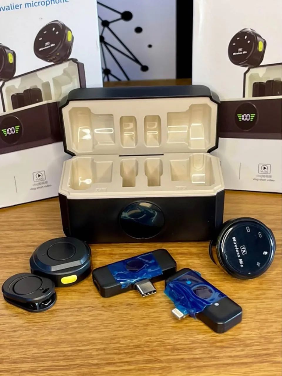 ? Microfone de Lapela Basix com duplo conector Tipo C e Lightning, gravação dupla. - Foto 3