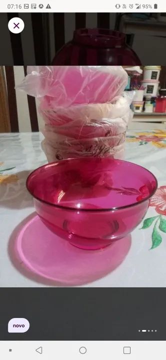 Jogo de Tigelas Tupperware Rosa - Foto 2