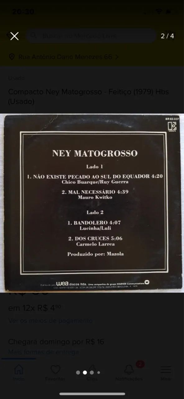 Compacto Ney Matogrosso - Feitiço (1979) - Foto 2