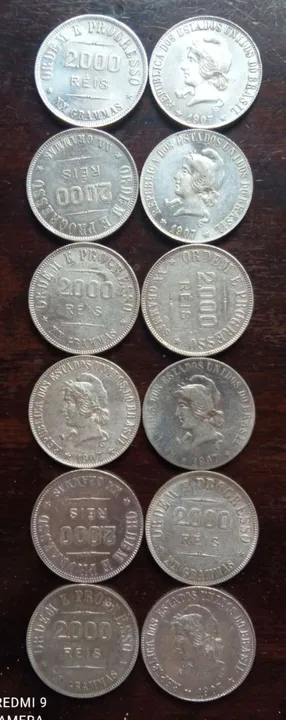 Doze moedas XX GRAMMAS pataca prata Rs2$000