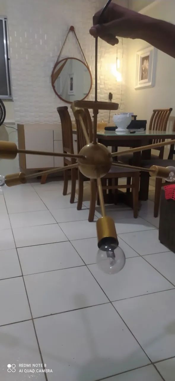 Lustre Moderno de Metal Dourado - Foto 2