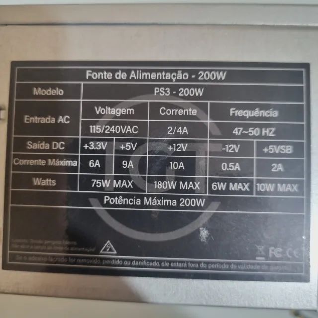 Fonte 200W computador  