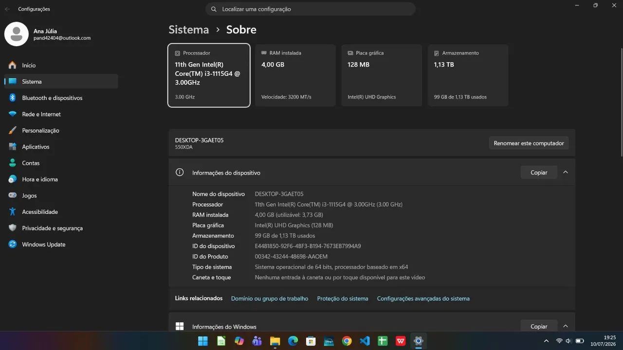 Notebook Samsung E20 1TERA + 250GB | i3 11° | Vídeo integrado | 4GB de RAM |  - Foto 4
