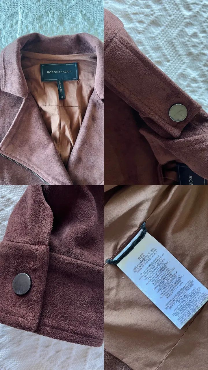 jaqueta biker bcbgmaxazria marrom suede | importada | nova - Foto 2