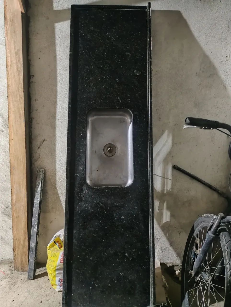 Granite Sink 2.00m x 0.53m with Stainless Steel Bowl - Excellent Condition!