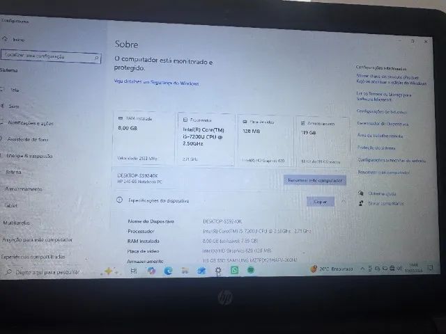 Notebook hp i5 7ª geração 8 Gb de ram SSD - Foto 3