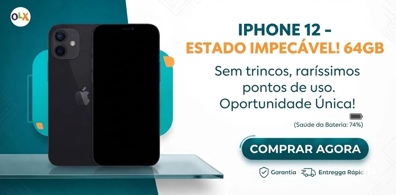 iPhone 12 64gb (74% bateria )