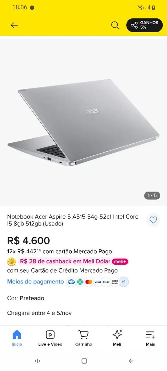 Notebook i5 10°geração ssd 512 formatado  - Foto 5