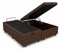 Base box baú QUEEN Corino marrom UNIVERSAL / pronta entrega 