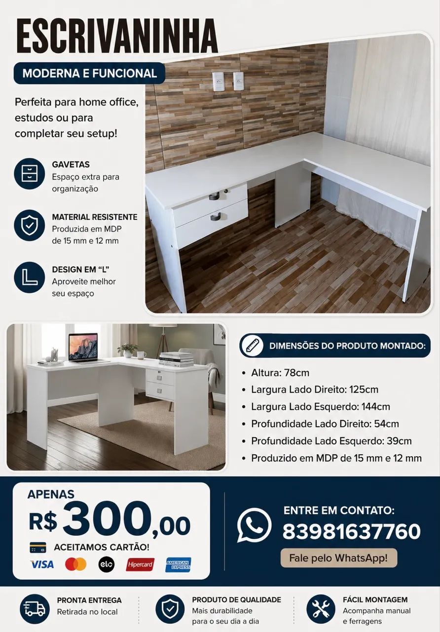 Escrivaninha em L - Foto 2
