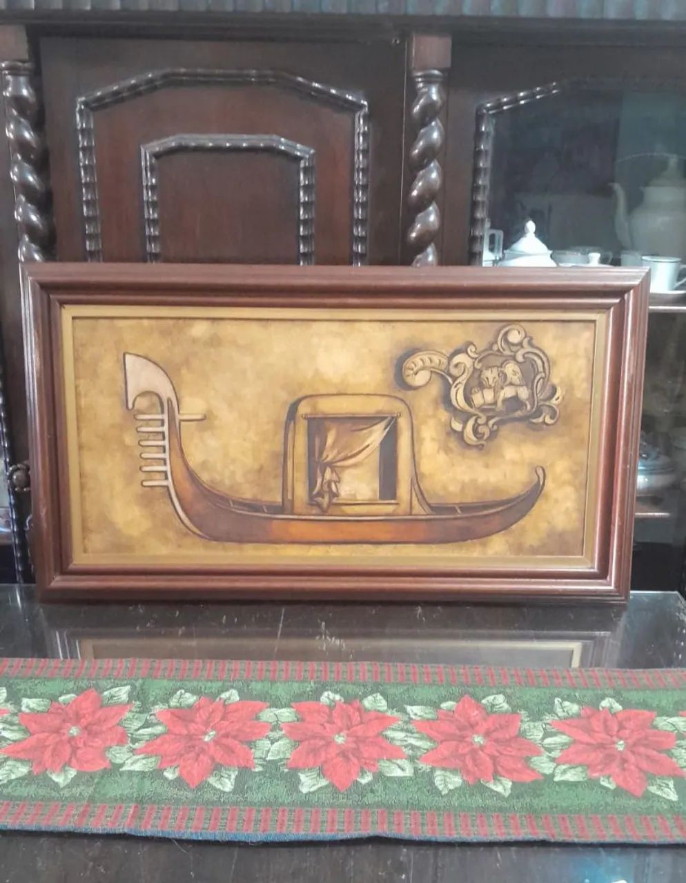 Antigo par de quadros pintura em eucatex