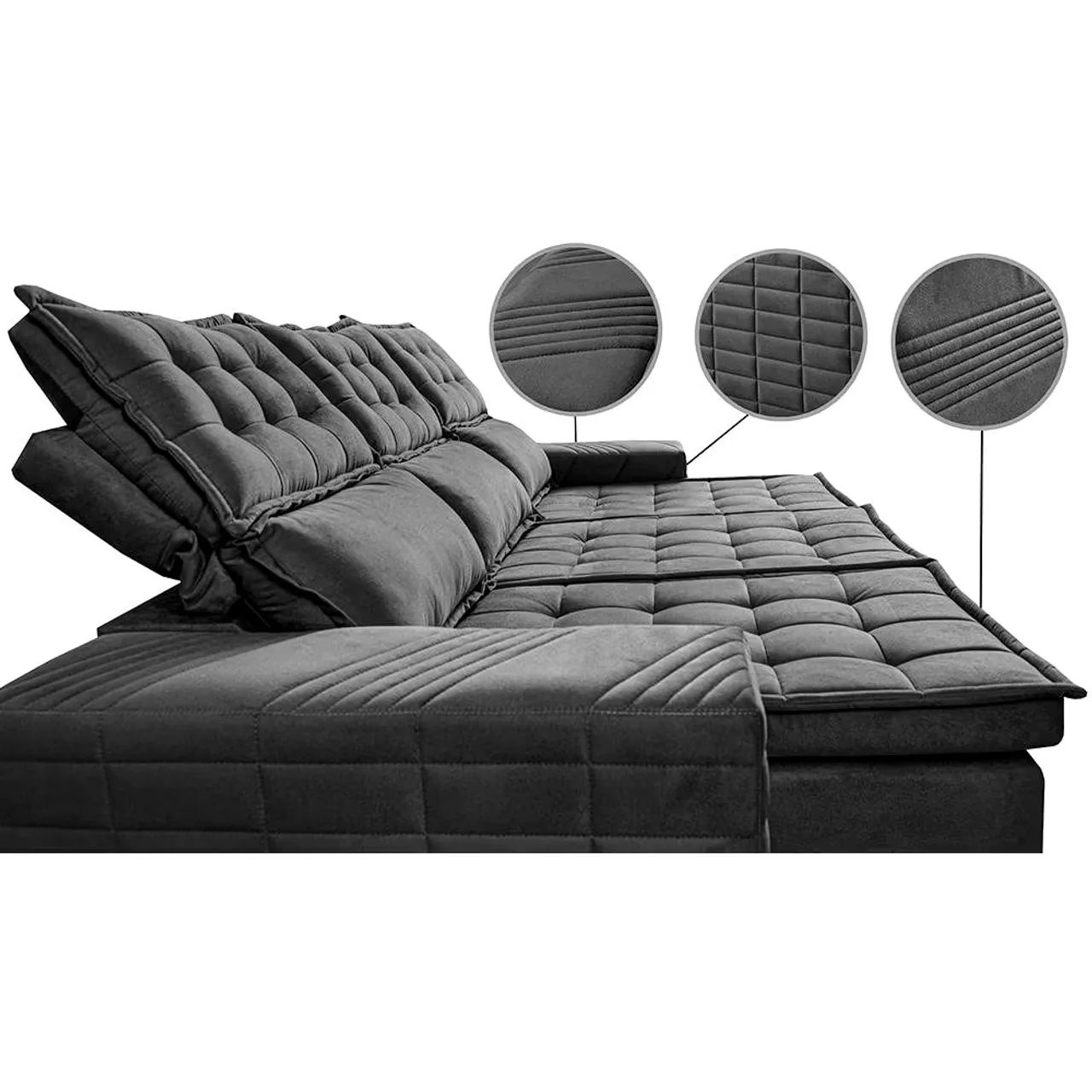 Sofá 3 Lugares Retrátil e Reclinável Cama inBox Senses 2,00m Velusoft Cinza - Foto 2