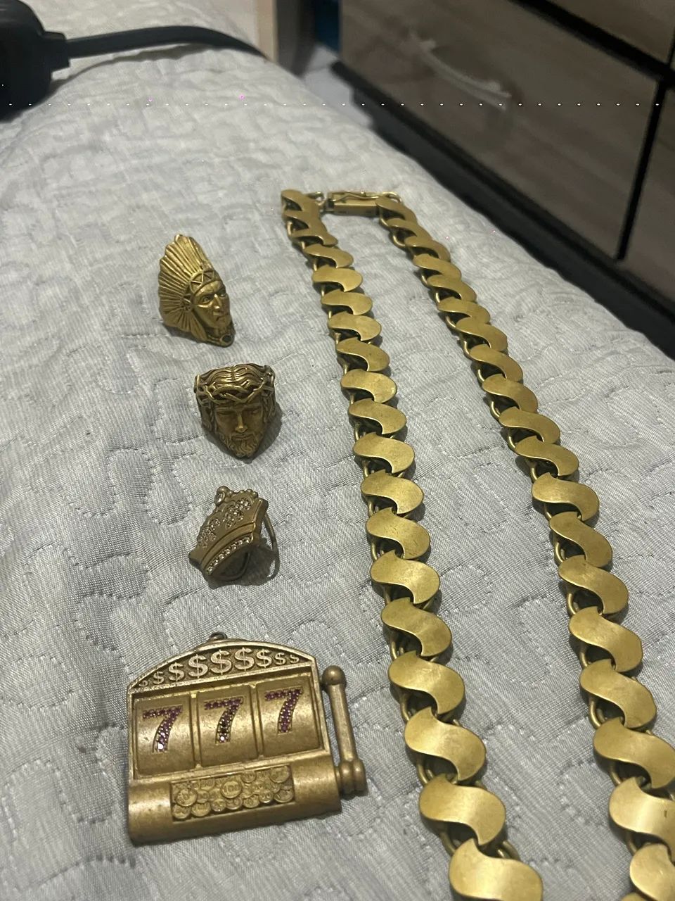 Kit de cola e anéis de moeda antiga 