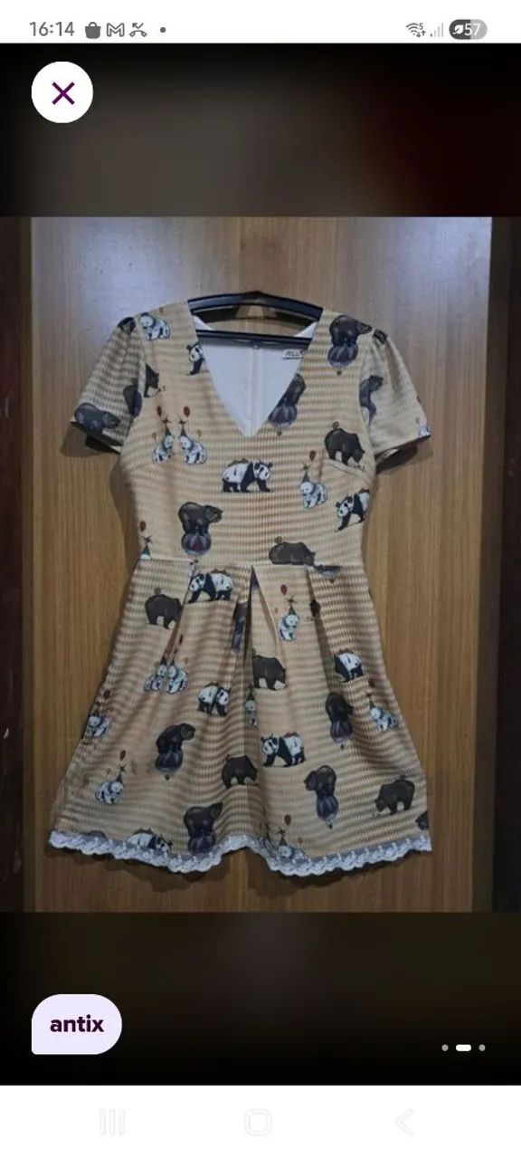 Vestido antix ursos e ? M em crepe com elastano romântico princesa  - Foto 2