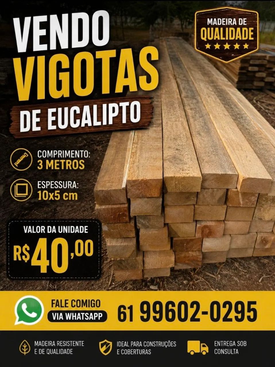 Vigota de eucalipto 10×5