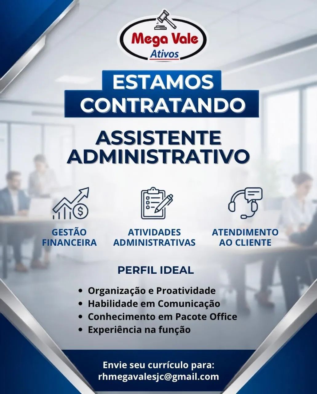 VAGA - AUXILIAR/ASSISTENTE ADMINISTRATIVO
