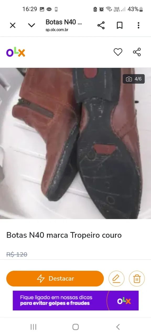 Botas N40  marca Tropeiro couro  - Foto 3