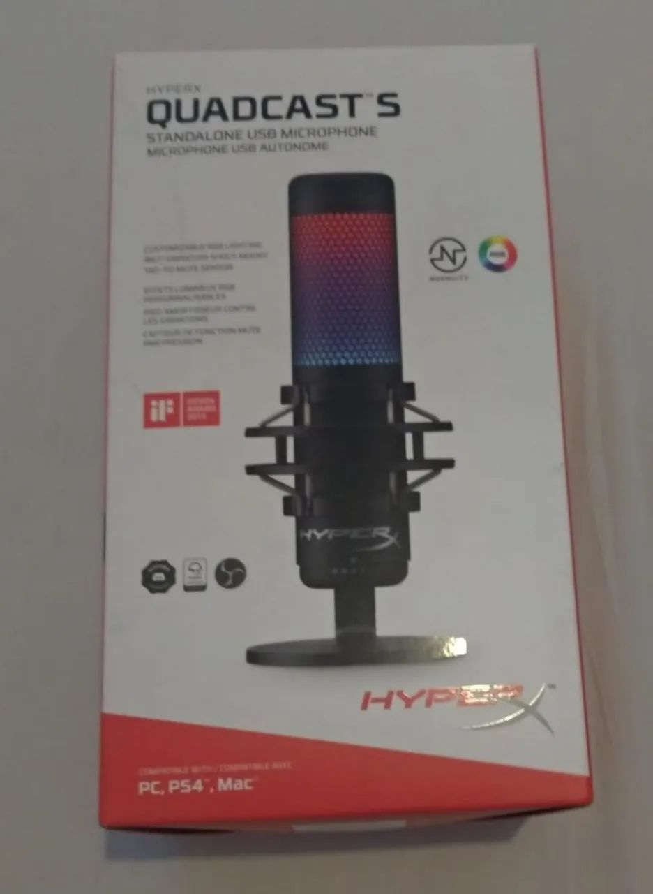 Microfone Gamer HyperX QuadCast S Podcast, Antivibração, LED RGB - Foto 2