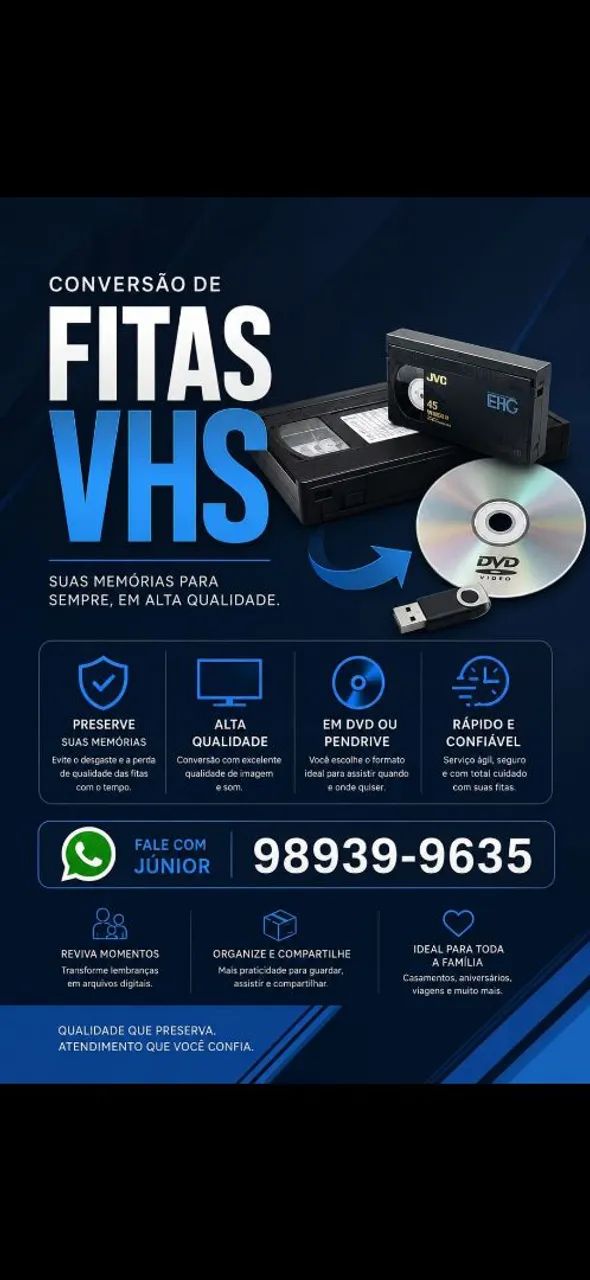 vhs para  pendrive 50 reais - Foto 2