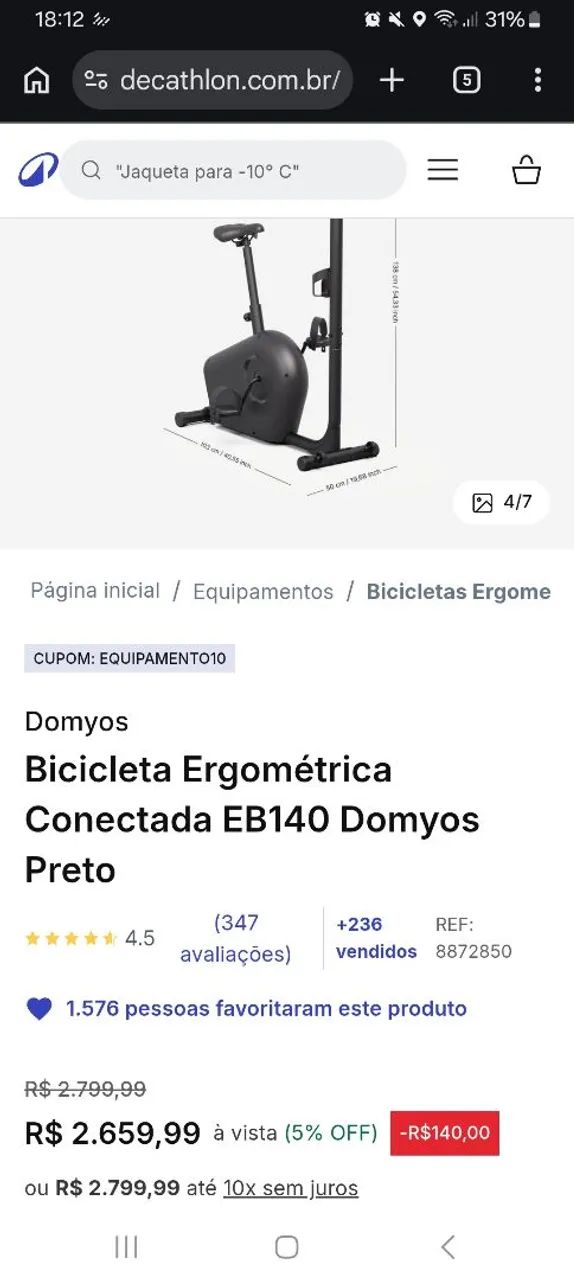 Bicicleta Ergométrica Conectada EB140 Domyos - Foto 4