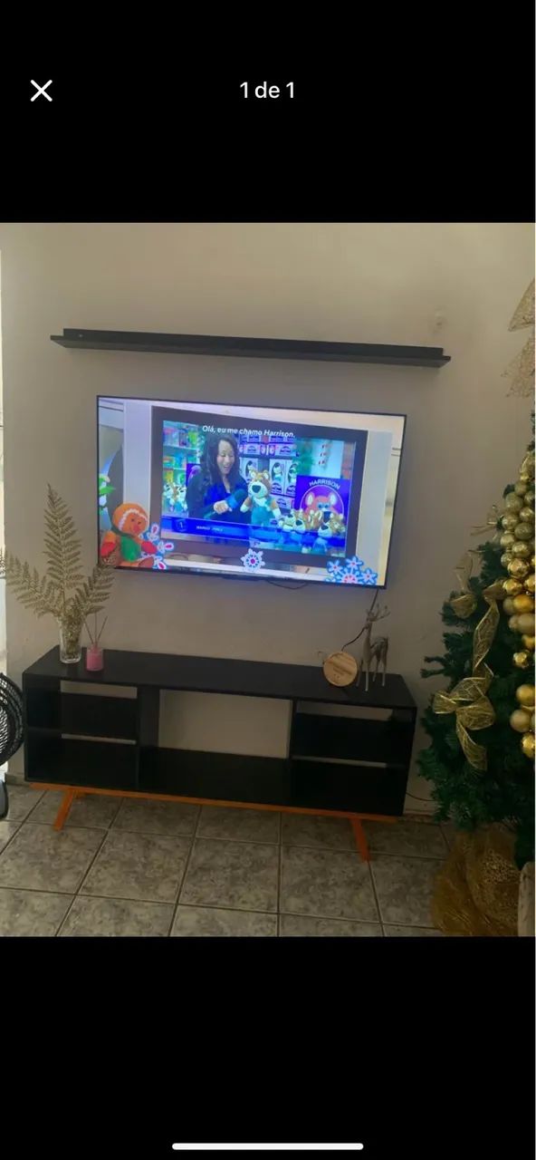 Rack Retrô com Prateleira Preto rústico 