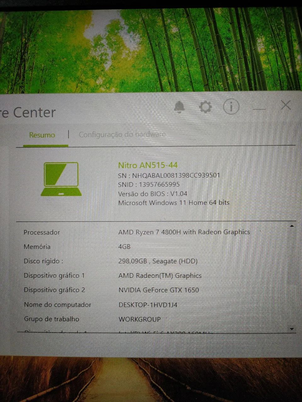 Notebook Acer nitro 5 (AN515-44) *com defeito* - Foto 2