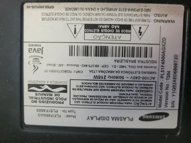 TV Samsung 51 pol Partes e placas modelo PL51F4500AG 