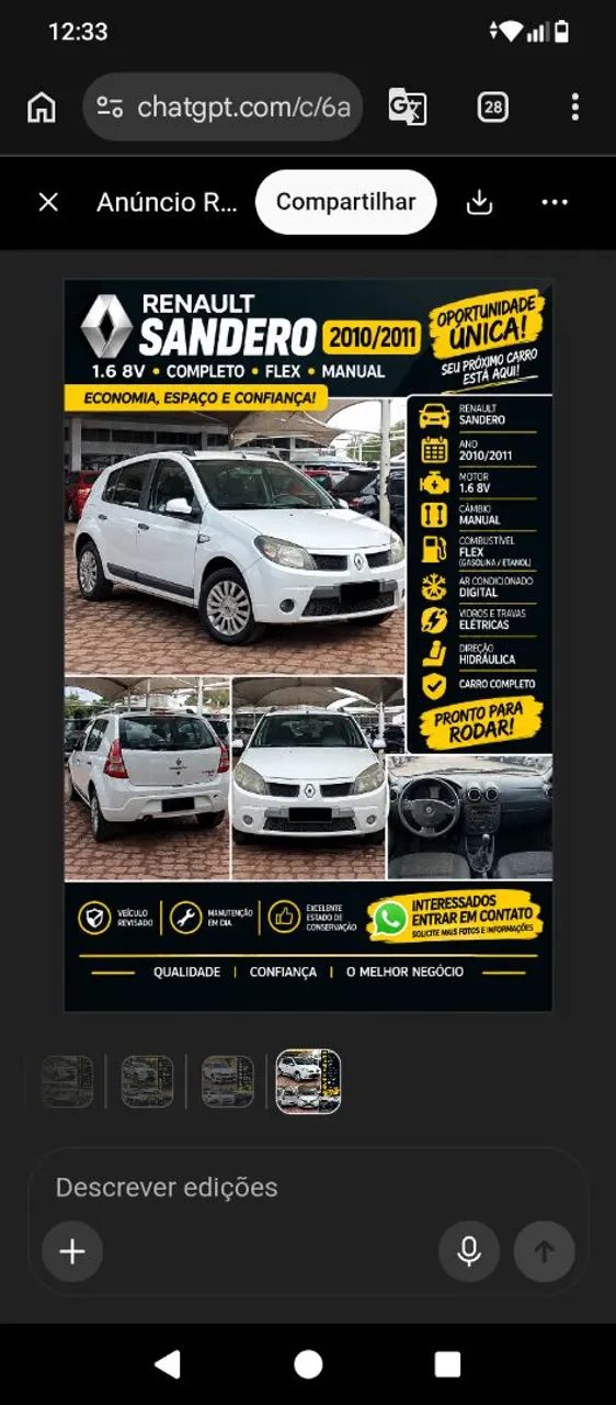 Renault Sandero EXPRESSION HI-FLEX 1.6 8V 5P 2011