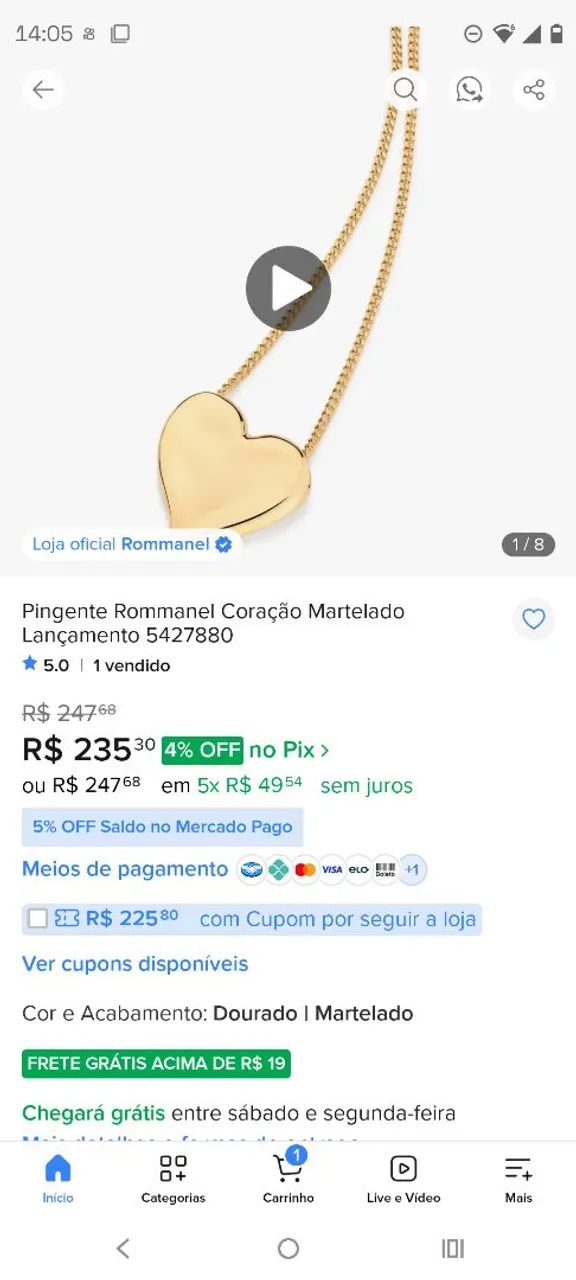 Romanel somente o pingente 