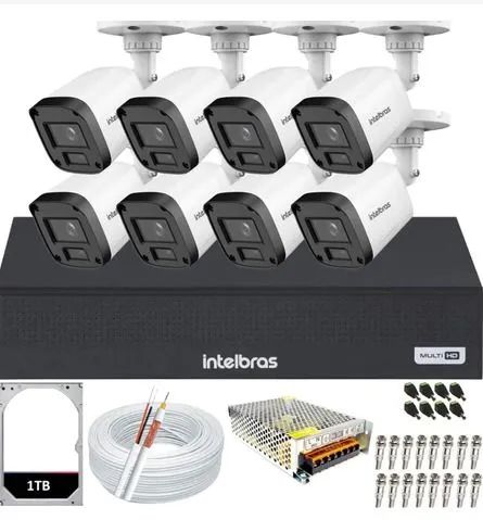 Kit completo 8 câmeras intelbras 