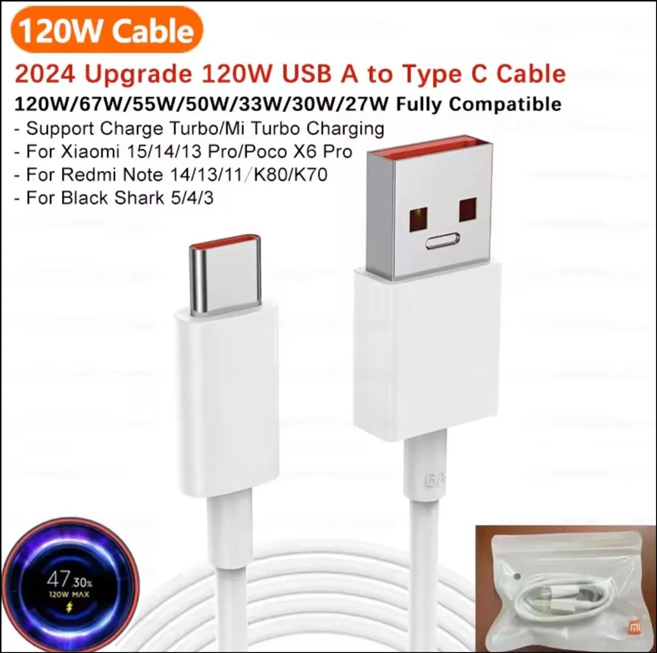 CABO TURBO XIAOMI ORIGINAL 1.5M USB-C - Foto 2