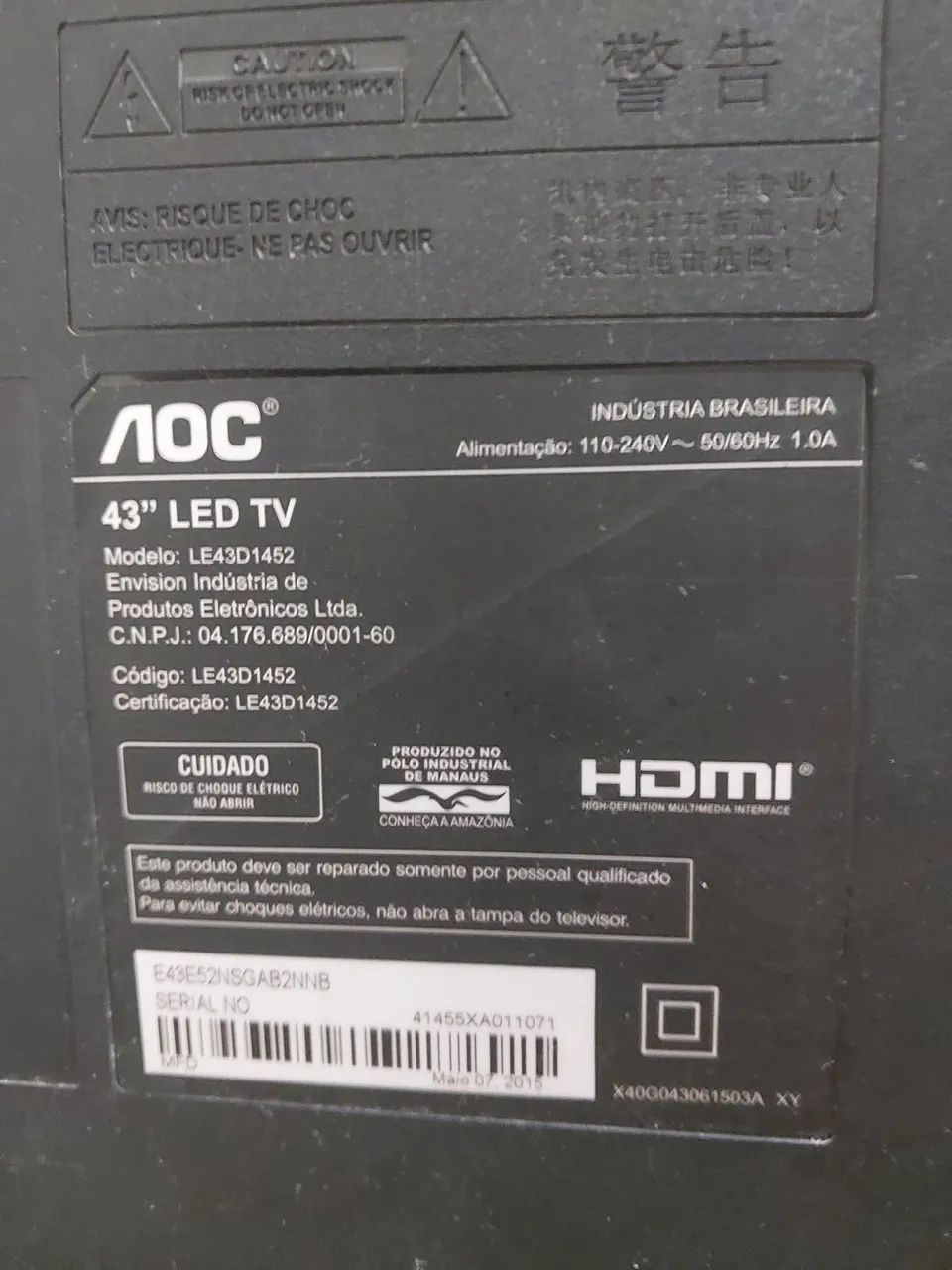 TV AOC 43 polegadas - com defeito de tela listas brancas  - Foto 4