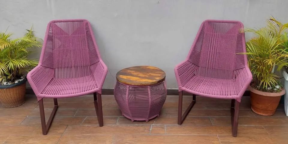 Conjunto com duas poltronas e mesinha de corda náutica - Foto 2