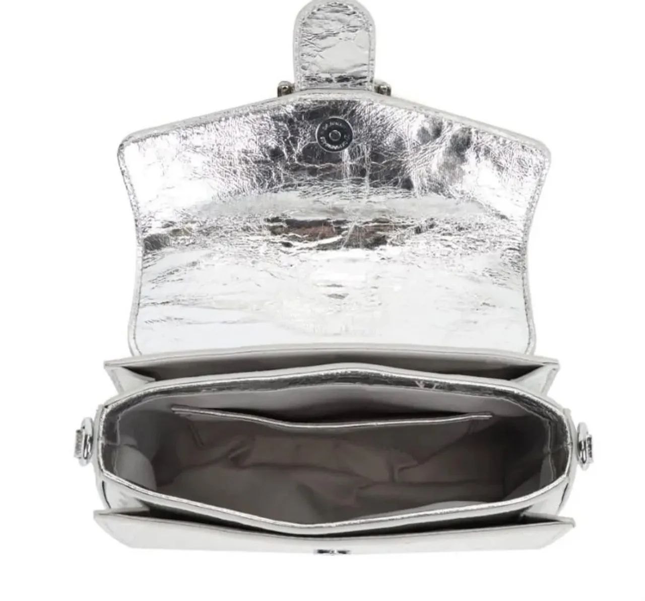 bolsa pequena prata metalizado crinkle fivela brilho - Foto 2