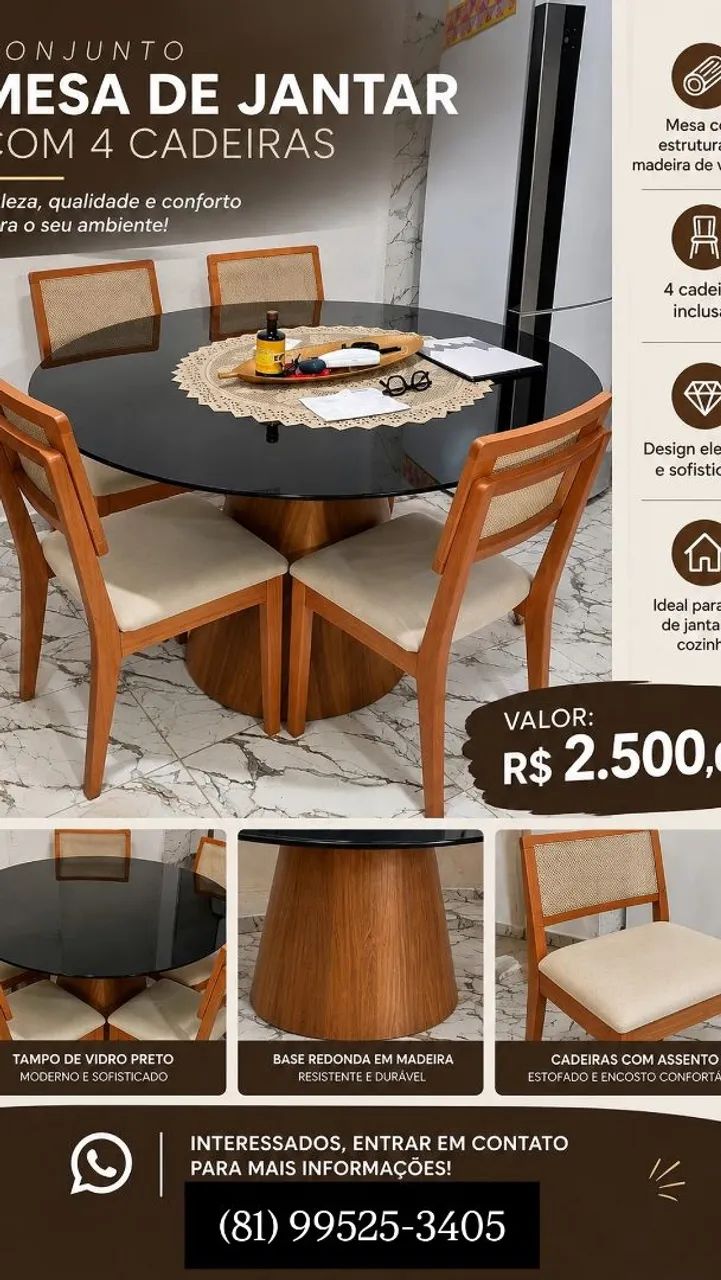 Mesa com 4 cadeiras 