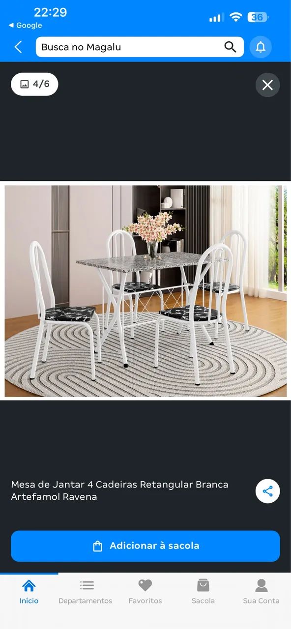  Vendendo mesa de mármore com 4 cadeiras 