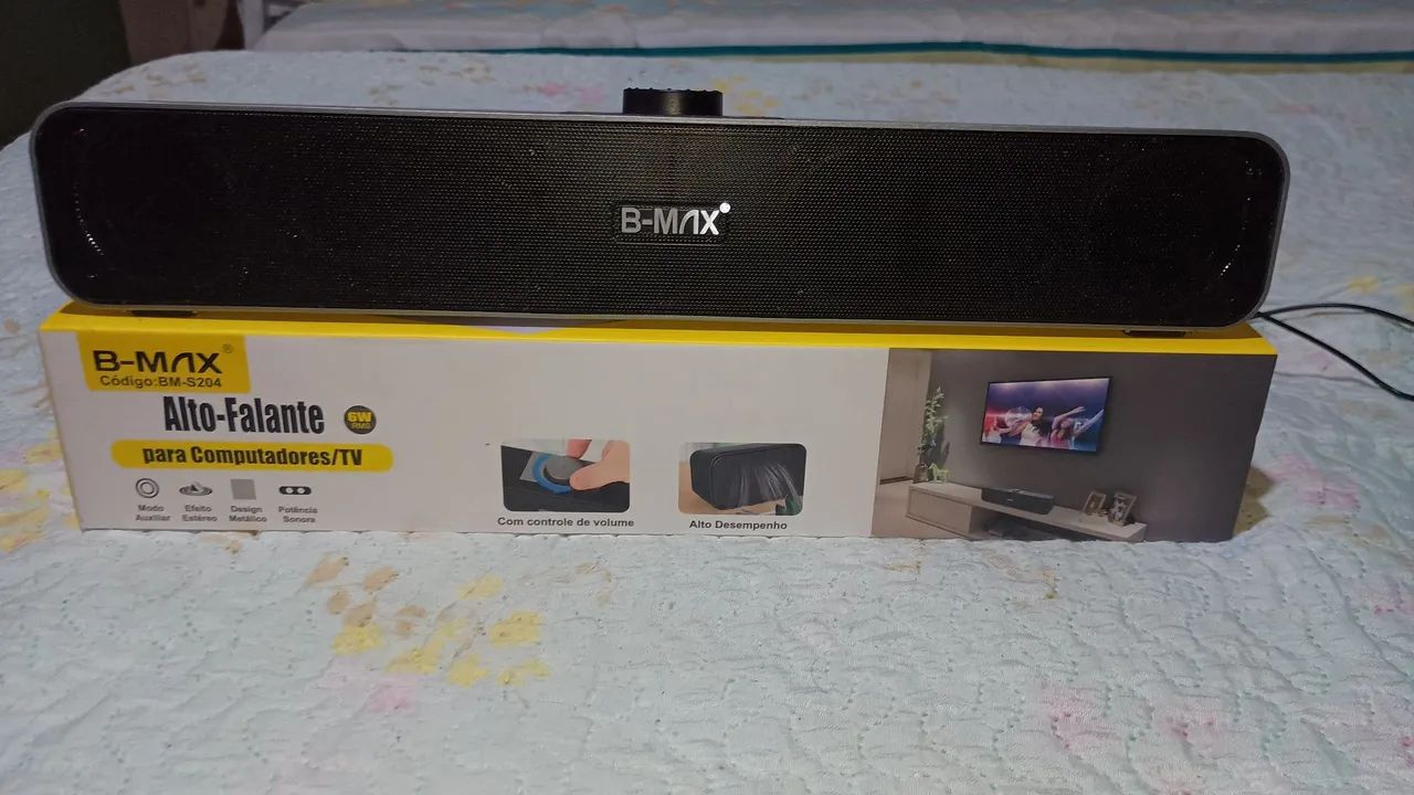 Caixa de som soundbar USB Bmax Para PC e Celular Para Vender Logo
