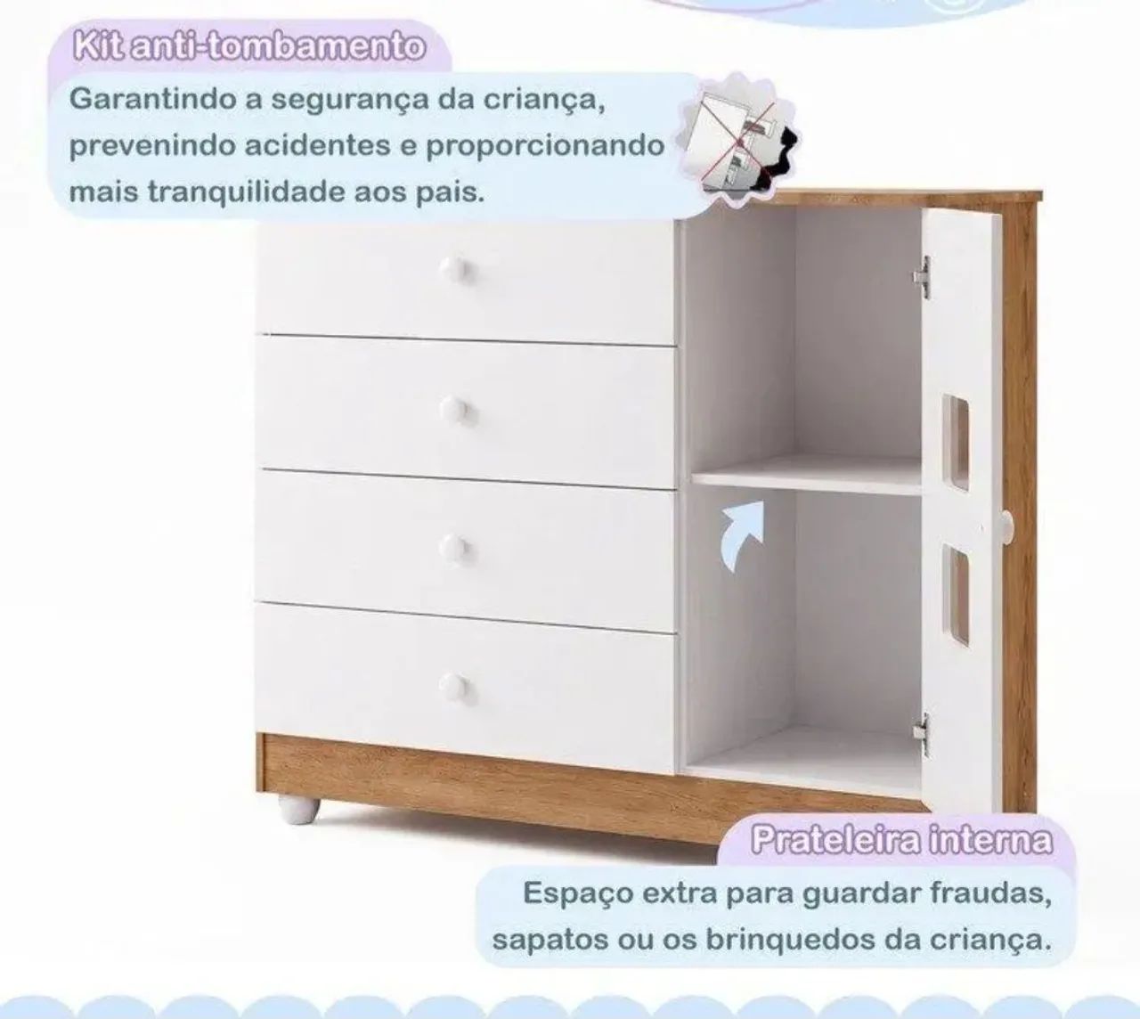 Guarda roupa e cômoda de bebê 