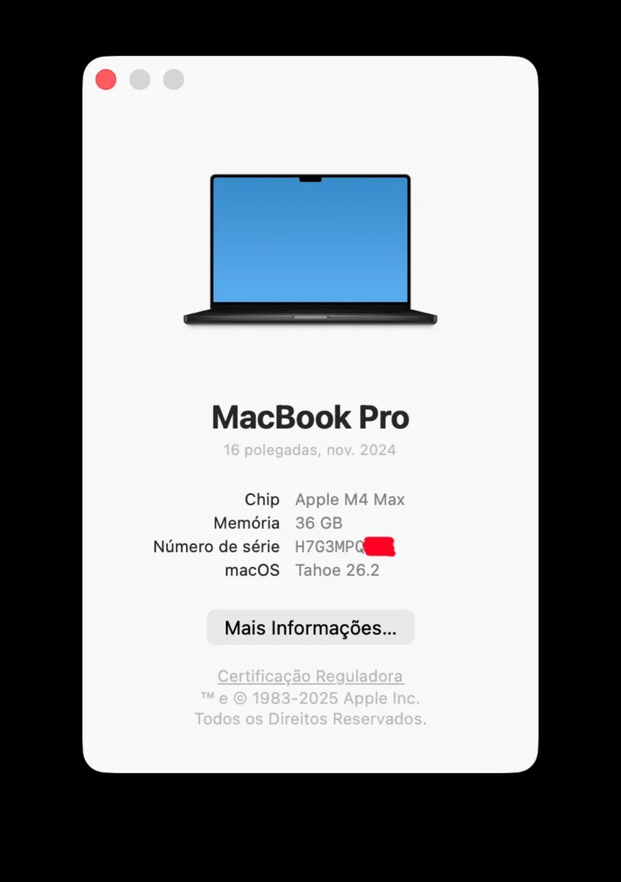 Macbook pro 16 polegadas m4 max 36gb / 1tb garantia até 04/06/2027, bateria 100% ( 36 gb ) - Foto 5