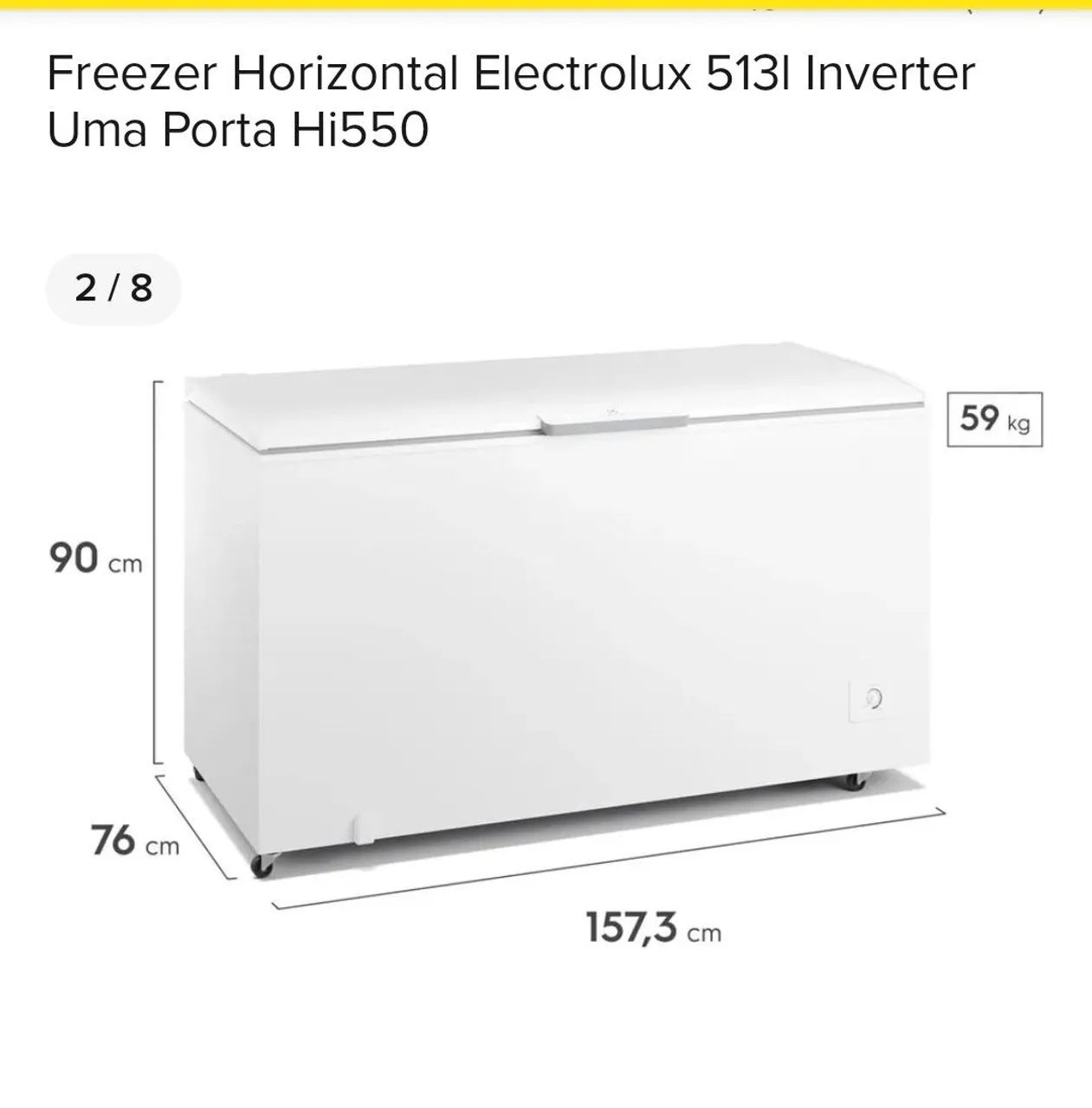 Freezer horizontal Novo Electrolux 513 litros inverter dupla