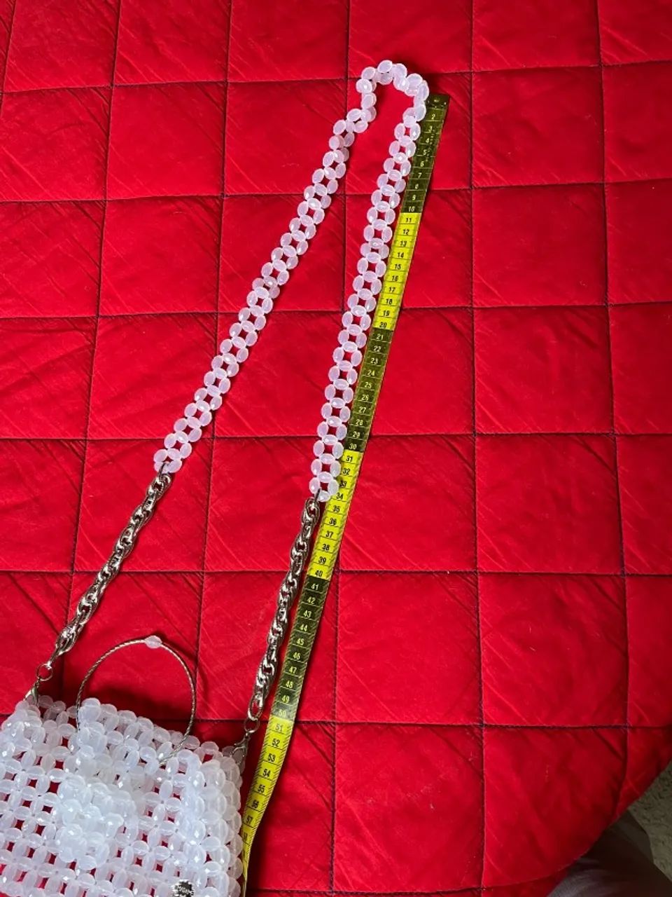 Bolsa clutch de miçangas branca - Foto 4