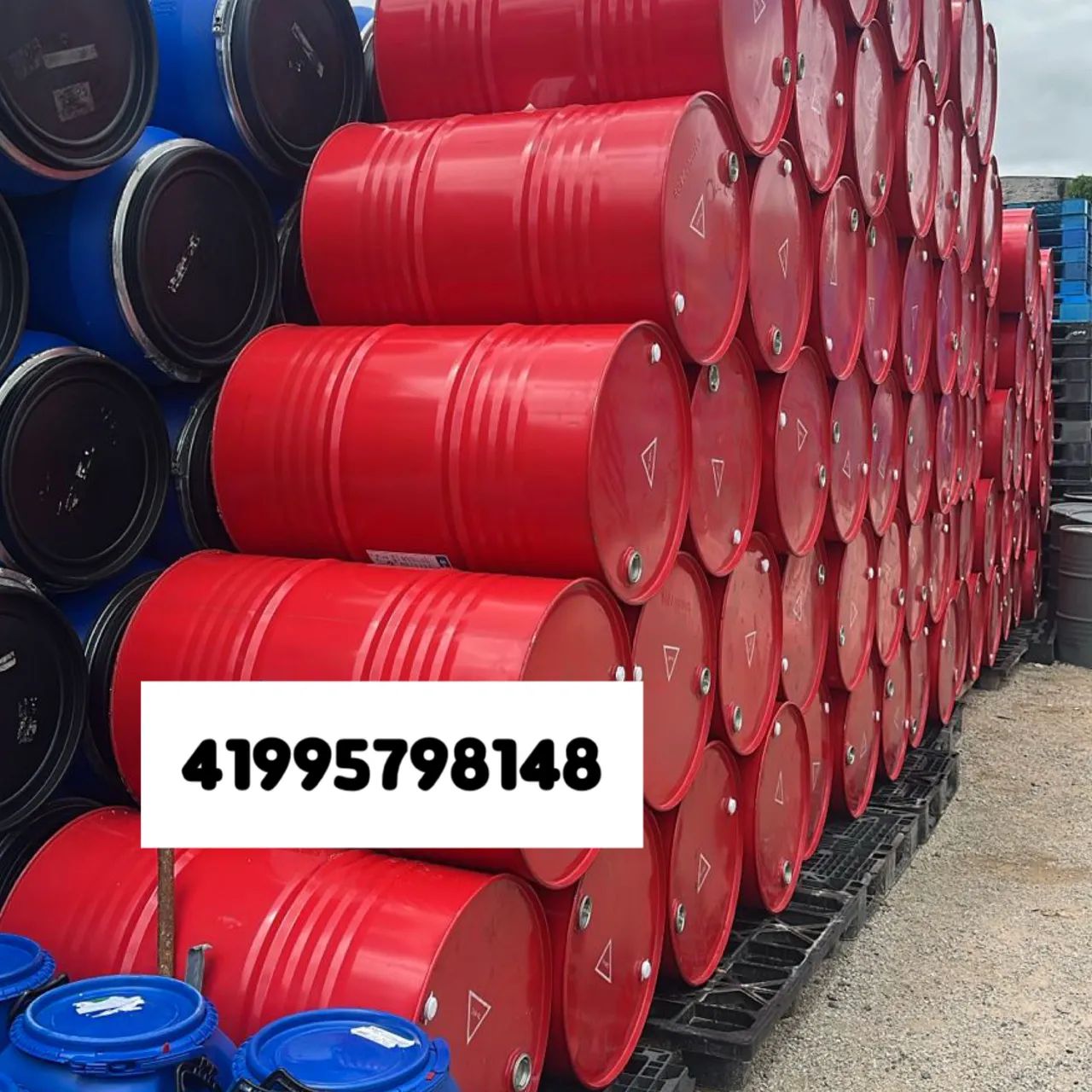 Latão tampa fixa, vermelho, tambor de lata vazio, capacidade 200 litros